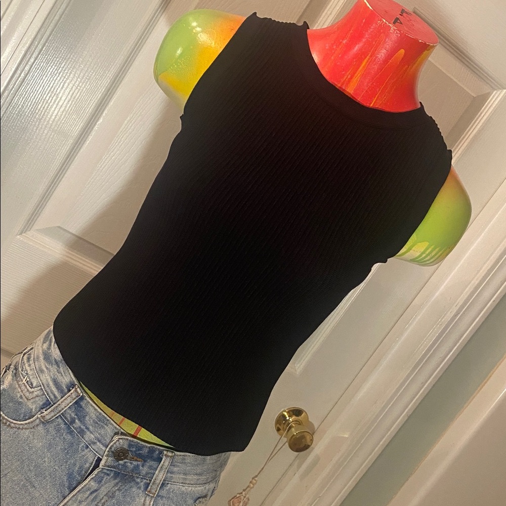 HAPPILY GREY Black Ribbed Tank Top